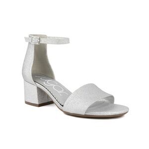 SUGAR Womens Silver Glitter Noelle Low Open Toe Block Heel Heeled Sandal 10 M